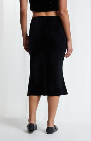 Black Vienna Velvet Midi Skirt image number 4