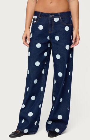 Leyah Polka Dot Low Rise Jeans image number 1