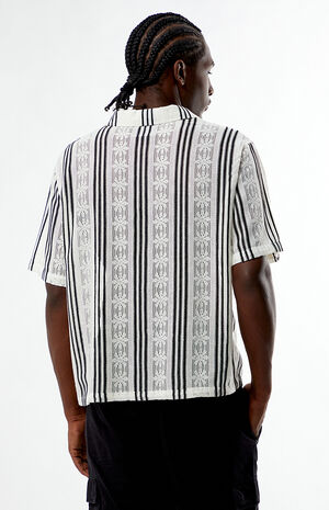 Striped Textured Oversized Resort Camp Shirt image number 4