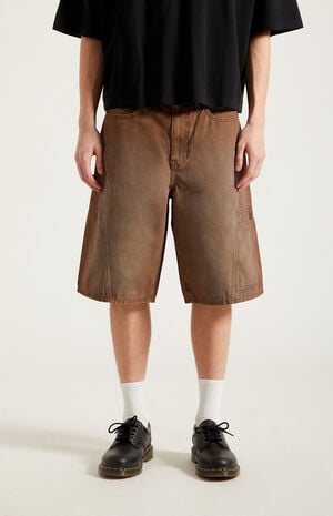 Austin Extreme Baggy Denim Shorts&nbsp;Darted&nbsp;Brown&nbsp; image number 3