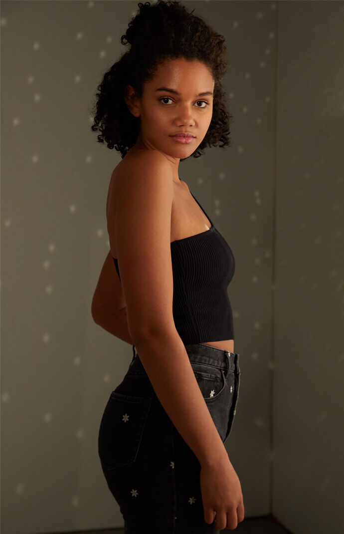 One Shoulder Sweater Tank Top
