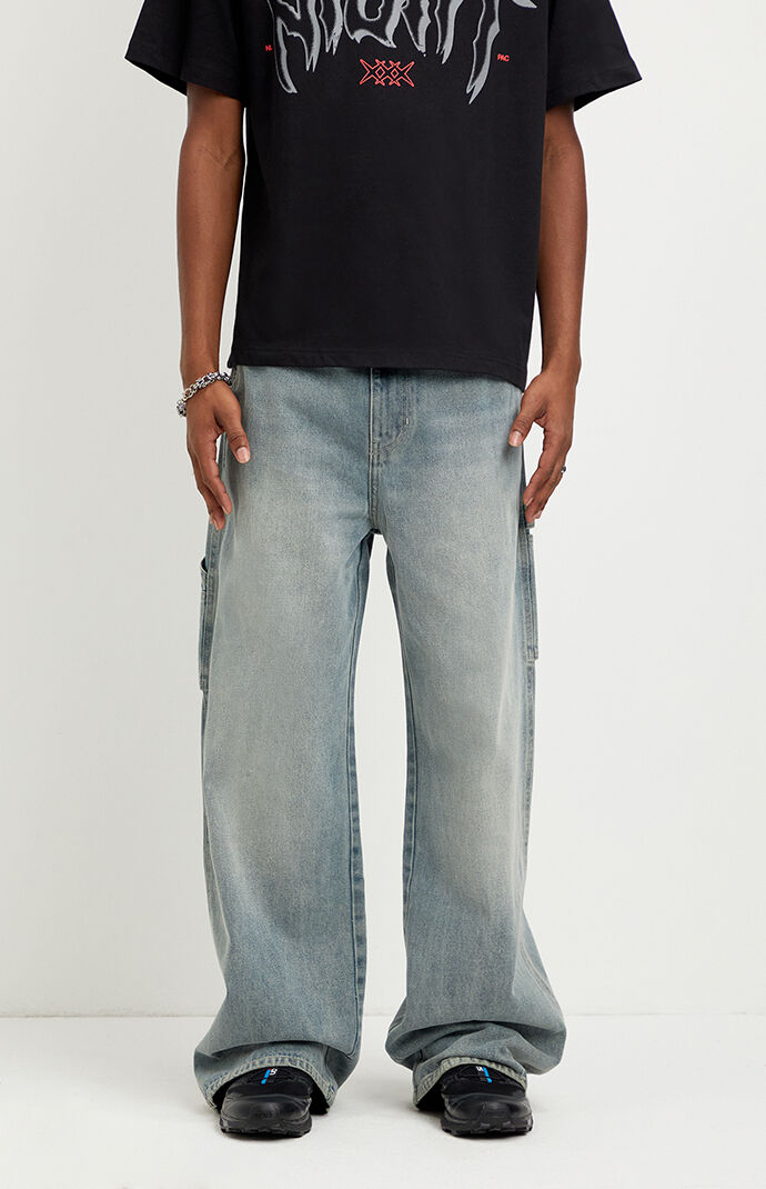 Pacsun Blake Extreme Baggy Jeans Carpenter Medium Blue Tint