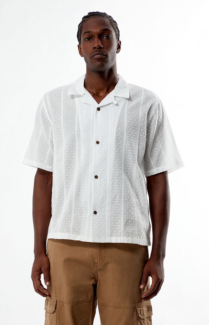 Pacsun White Pointelle Oversized Camp Shirt