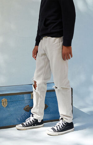 Ultra Washed Grey Straight Leg Jeans image number 3