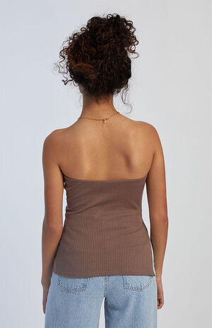 Strapless Side Slit Ribbed Top image number 3
