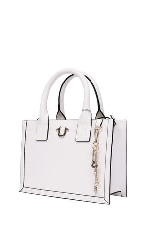 White Modern Edge Charm Tote Bag image number 3