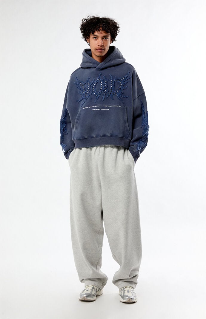 Pacsun Void Raw Applique Cropped Hoodie