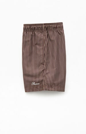 Brown Pinstripe&nbsp;5" Swim Trunks image number 3
