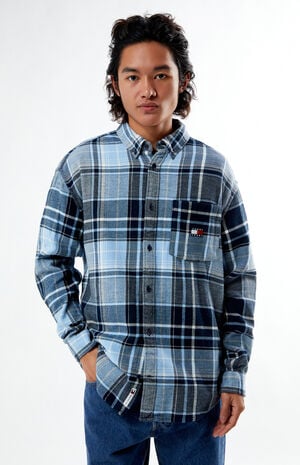 Brushed Navy Flannel Long Sleeve Shirt