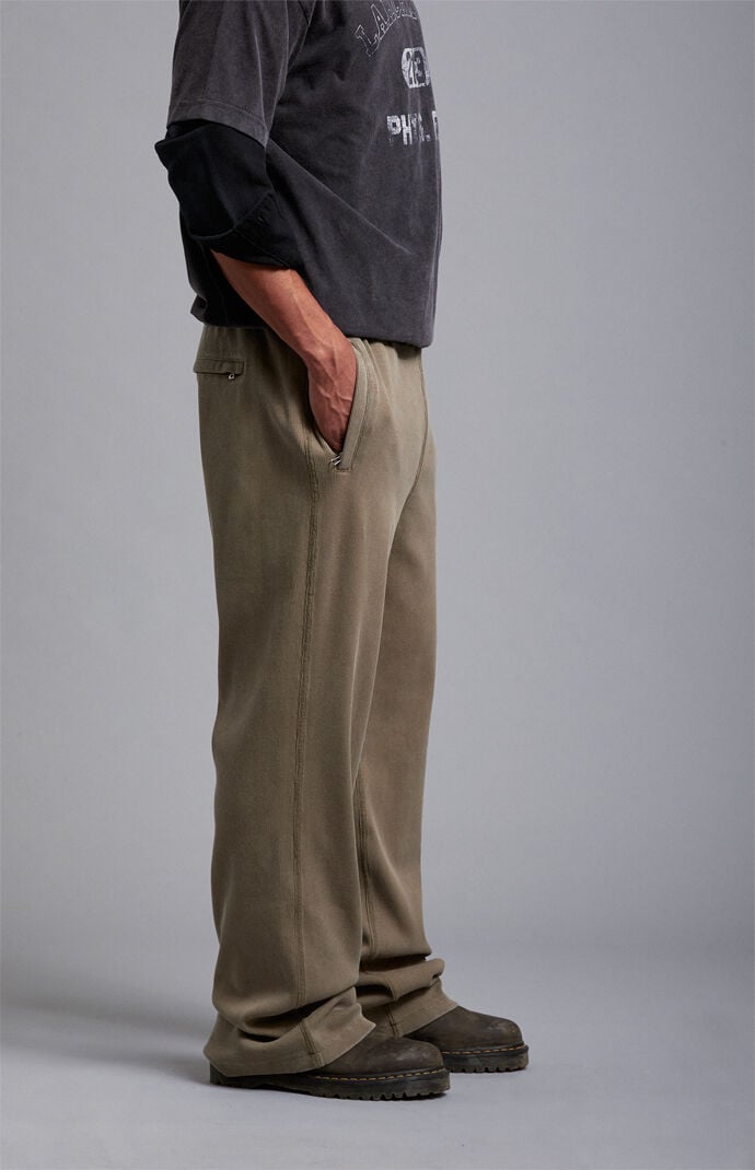 A.R.C. Green Ribbed Baggy Sweatpants