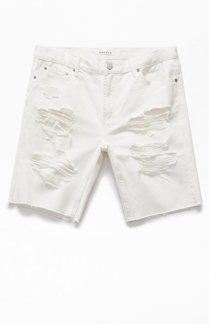 PacSun White Destroyed Denim Shorts PacSun