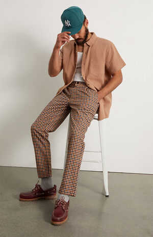 Brown Textured Classic Cotton Camp Shirt image number 1