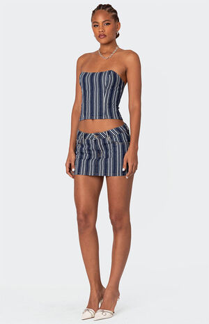 Inez Striped Denim Mini Skirt image number 3