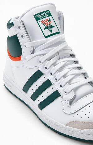 White & Green Top Ten Hi Shoes image number 6