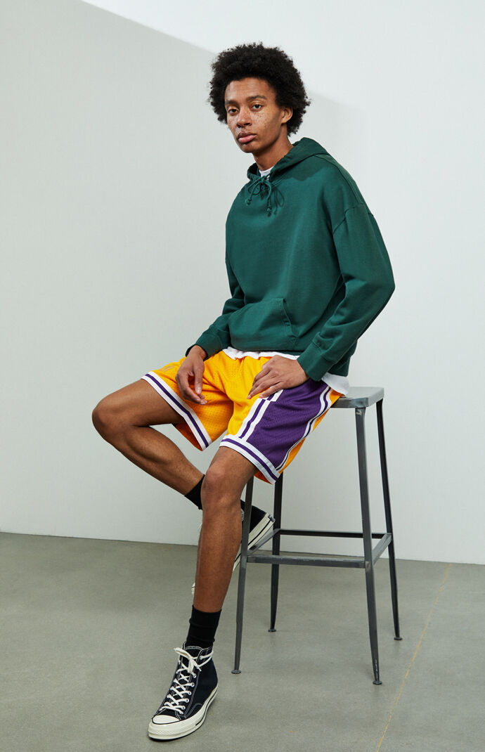 Mitchell Ness Swingman Lakers Basketball Shorts Pacsun