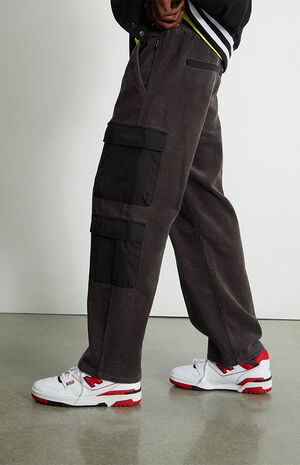 Black Baggy Drawstring Corduroy Pants image number 3