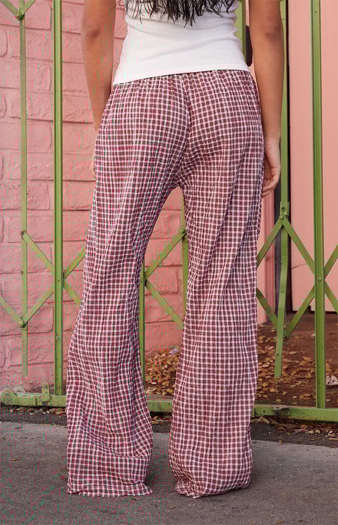 John Galt Burgundy Plaid Anastasia Baggy Pants