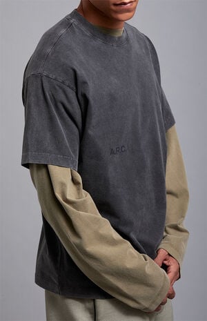 Black Vintage Wash Heavyweight Oversized T-Shirt image number 3