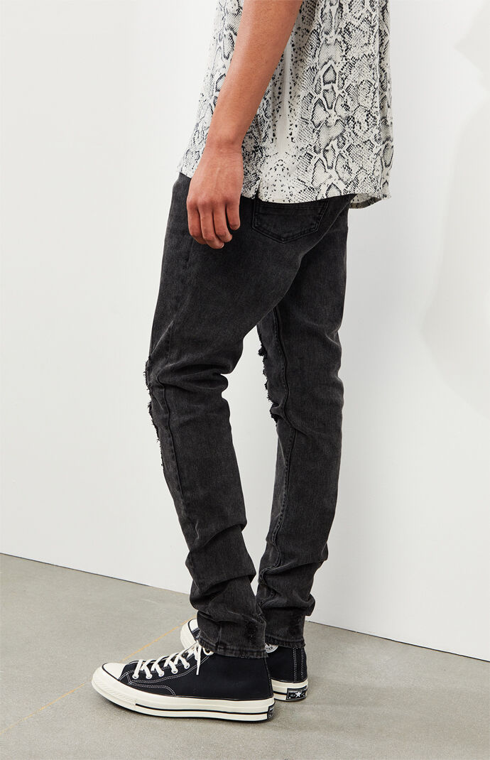 Black Ripped Stacked Skinny Jeans