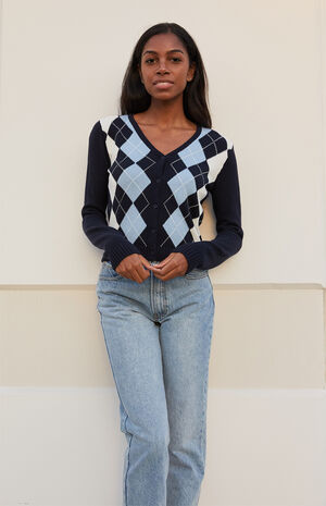 Blue Elizabeth Argyle Cardigan image number 2