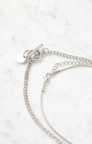 2 Pack Silver Toggle Disc Necklaces image number 4