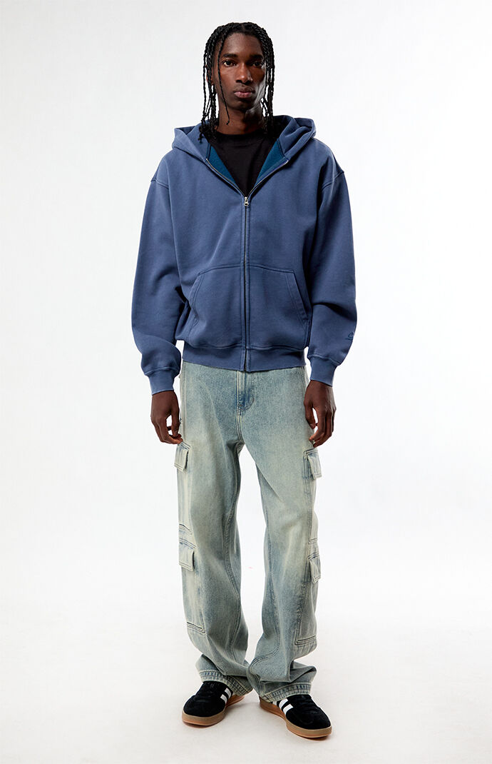 Pacsun Washed Navy Full Zip Hoodie | Pacsun