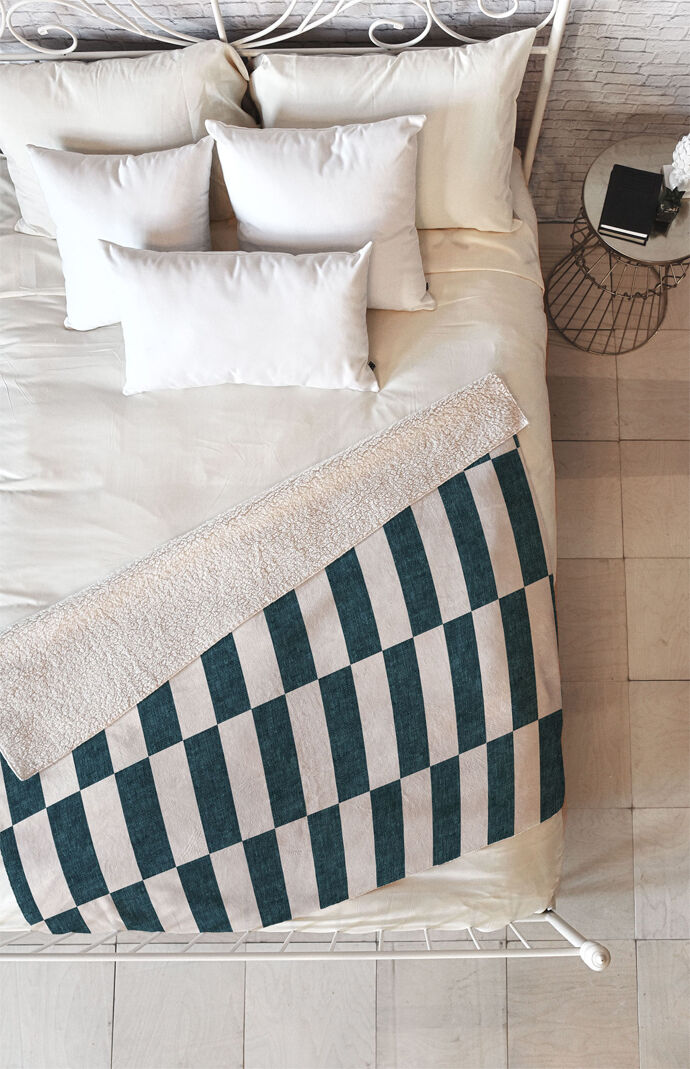 Aria Blue Rectangle Tile Fleece Throw Blanket