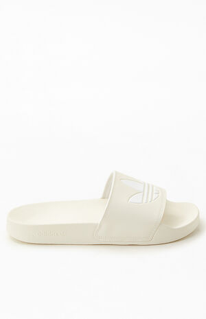Women's White Adilette Slide Sandals image number 2