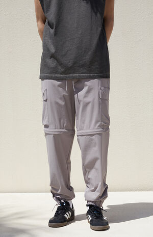 Gray Zip Off Performance Cargo Joggers image number 3