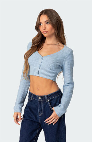 V Neck Cropped Cardigan image number 3