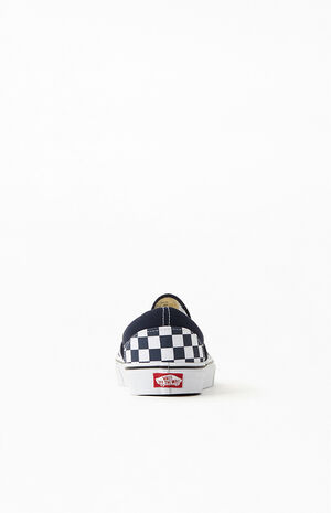 Classic Checkerboard White & Navy Slip-On Shoes image number 3