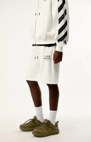 Diagonal Open Hem Jogger Sweat Shorts image number 3