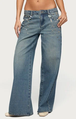 Mahlia Button Low Rise Baggy Jeans image number 1