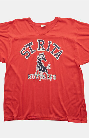 90s St Rita Mustangs V-neck Graphic T-Shirt image number 2