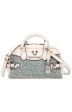 Brooks Leopard Denim Belted Satchel Bag image number 1