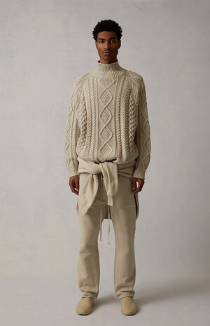 Wheat&nbsp;Cable Knit Turtleneck Sweater image number 6