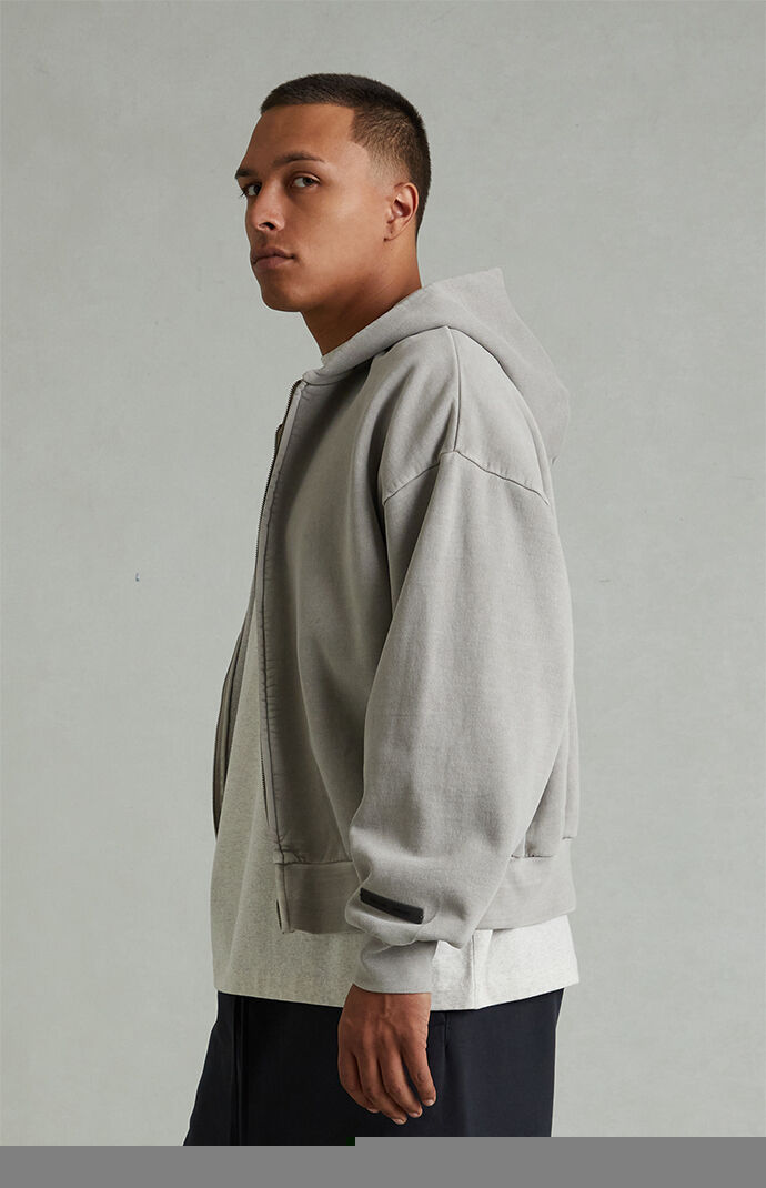 Fear of God ESSENTIALS Smoke Grey Classic Fleece Zip Up Hoodie