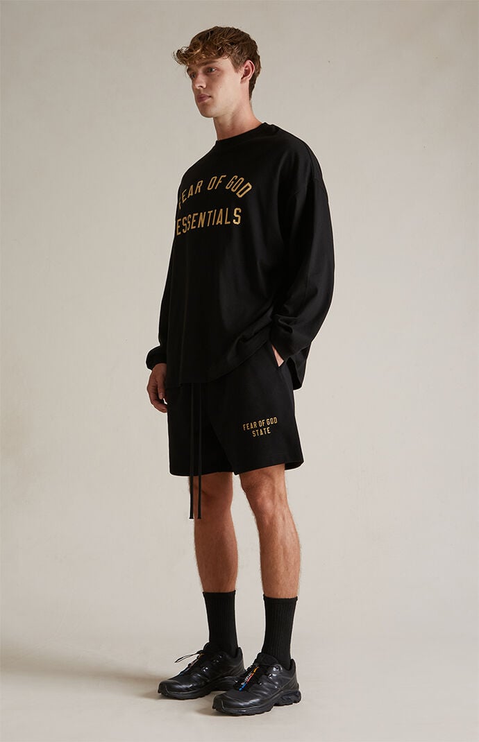 Fear of God Essentials Black Fleece Soccer Sweat Shorts | Pacsun