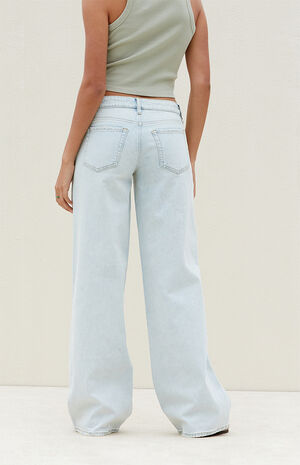 Stretch Light Indigo Low Rise Baggy Jeans image number 4