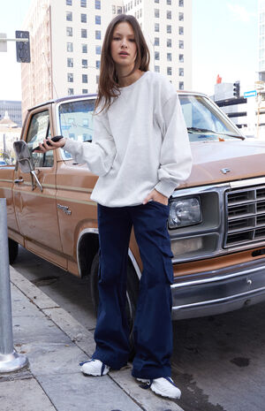 Light Heather Grey Erica Crew Neck Oversized Sweatshirt image number 4