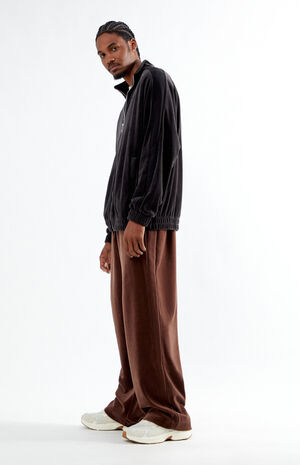 Brown Velour T7 Oversized Track Pants image number 2