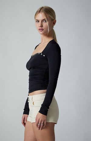 Natalia Shell Button Long Sleeve Top image number 4