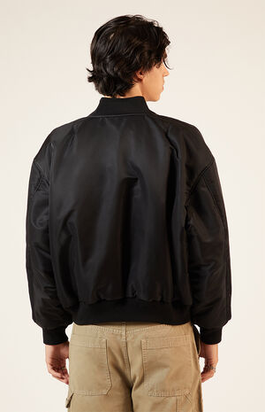 Black Nylon Bomber Jacket image number 3