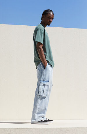 Light Indigo Baggy Cargo Jeans image number 1