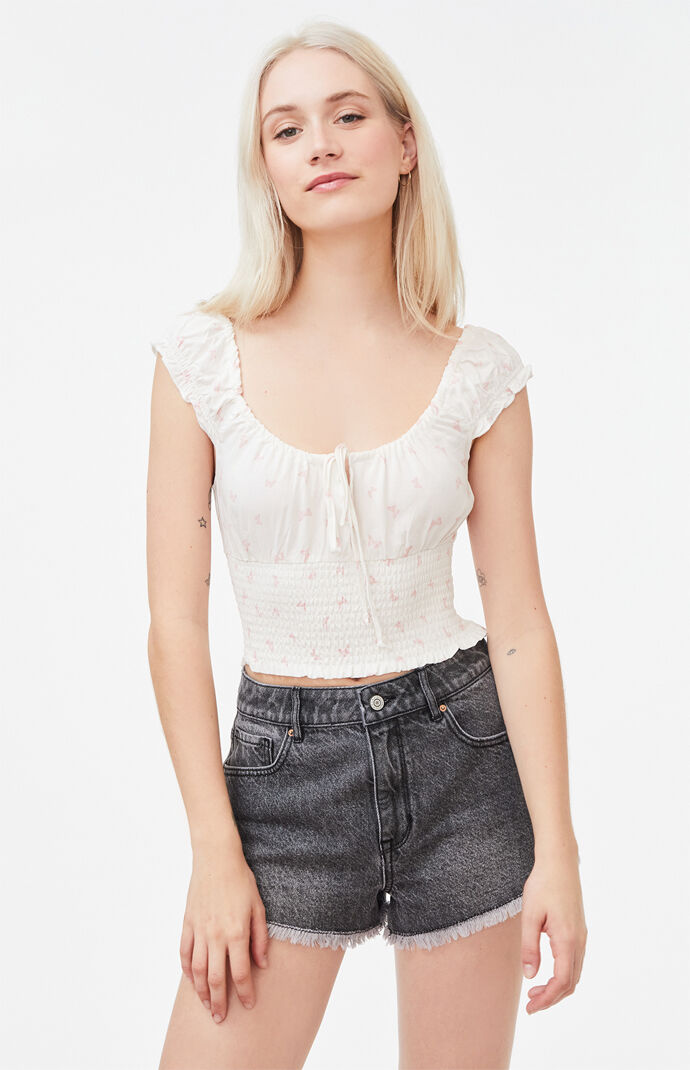 Smocked Keyhole Top