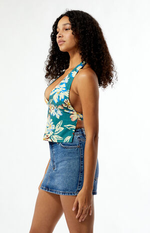 Hawaiian Floral Halter Top image number 3