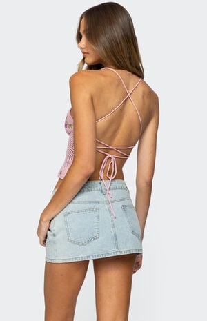 Quince Backless Embroidered Crochet Top image number 4