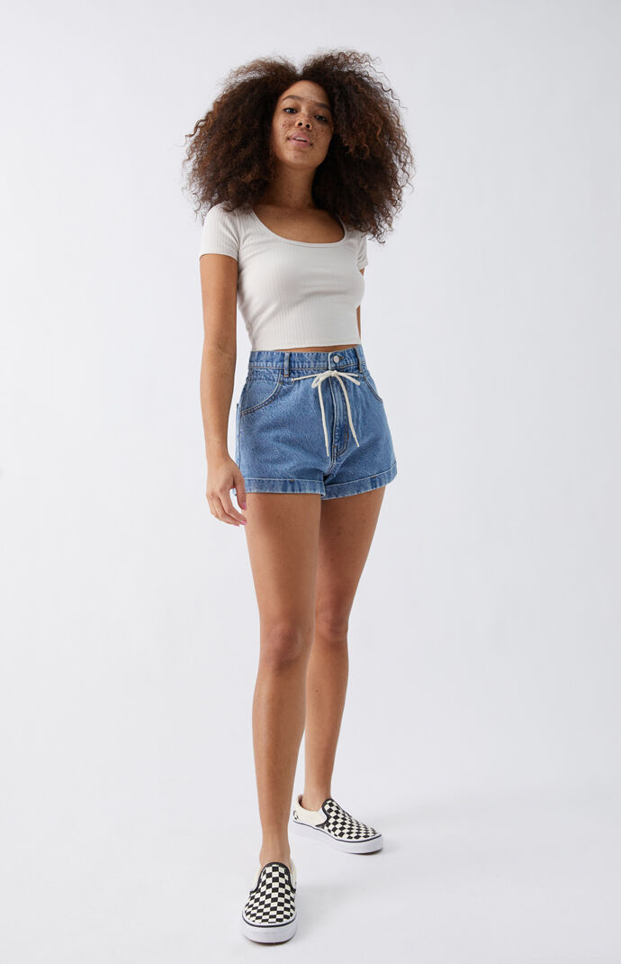 Shoe Blue Denim Mom Shorts