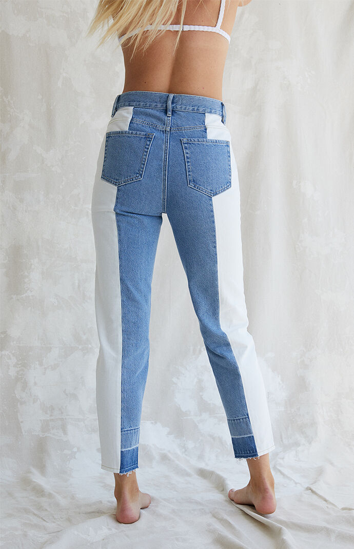 Two-Tone Ultra High Waisted Slim Fit Jeans