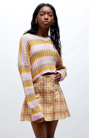 Striped Cropped Knit Sweater image number 1